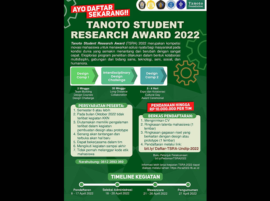 TANOTO STUDENT RESEARCH AWARD (TSRA) TAHUN 2022