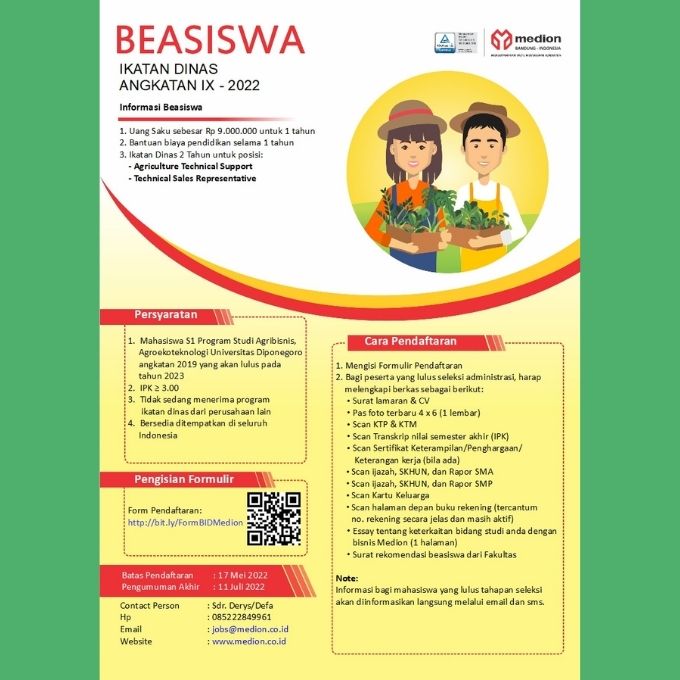 beasiswa ikatan dinas medion ix 2022